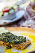 Bar grillé à la camerounaise, sauce verte